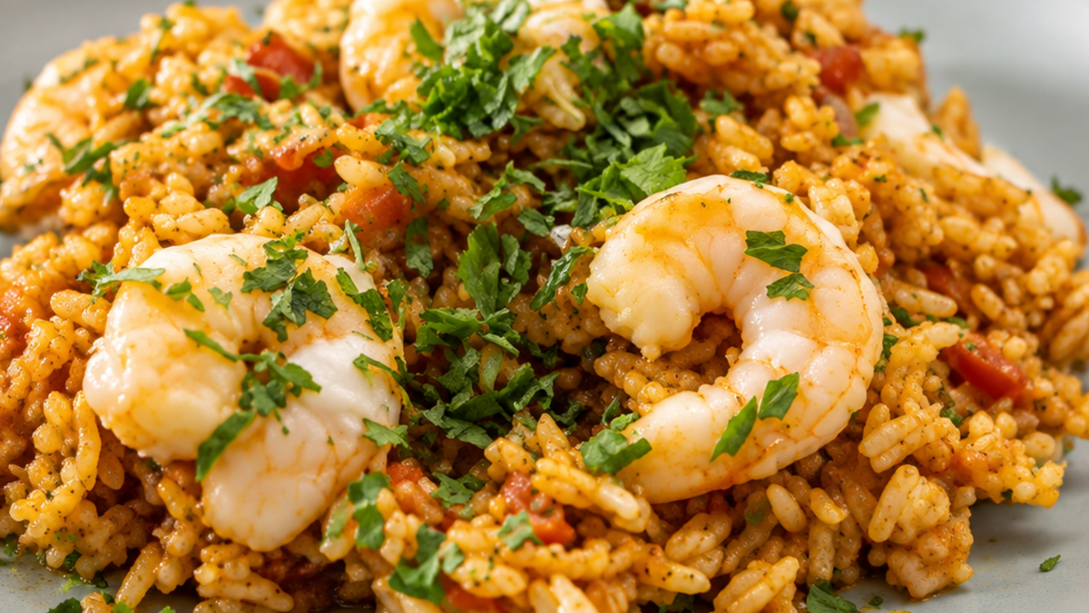 Tomato rice with prawns